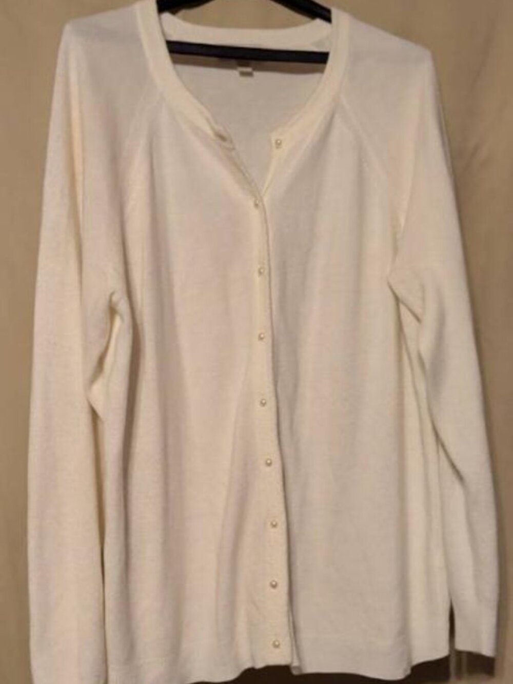 Carolyn Taylor Cream Pearl Button Cardigan Sweater Plus Size 2X
